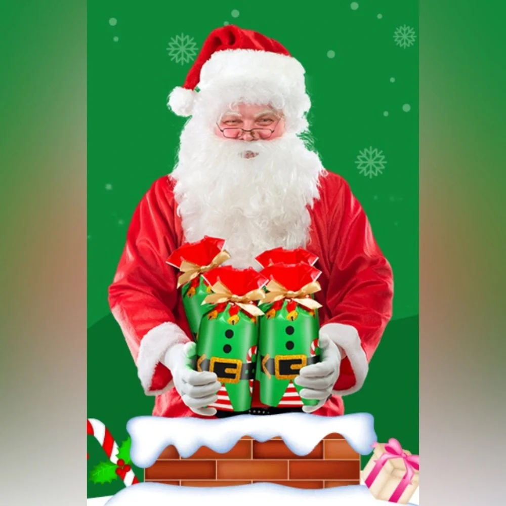 50 Festive Elf Party Favor Bags - Green and Red